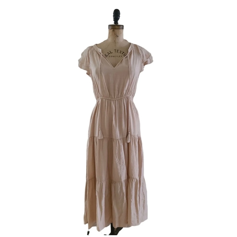 Moon River gorgeous taupe tiered dress